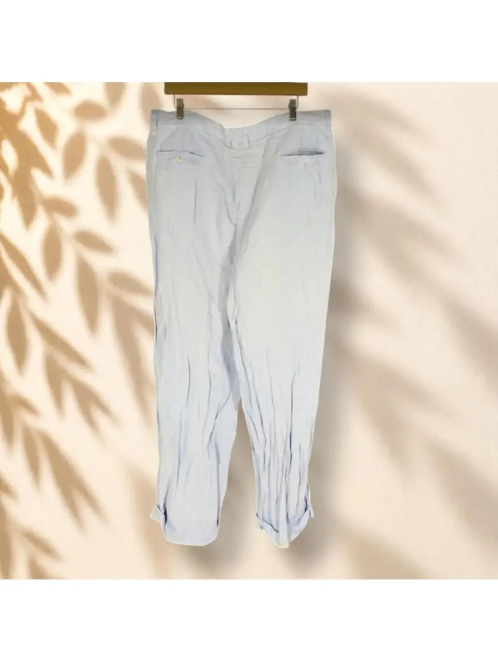 Stacy Adams Pants Men 38 Blue High Rise Flat Front Cuffed Chino Pockets Straight